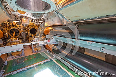 Submarine torpedo room Editorial Stock Photo