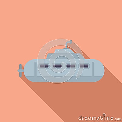 Submarine toy icon flat vector. Cute vehicle Stock Photo