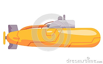 Submarine under water vehicle steam punk mechanical machinery detailed with pipe Vector Illustration