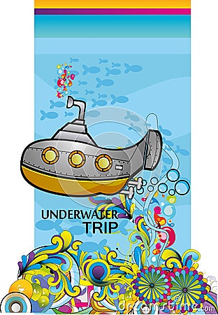 Submarine underwater Vector Illustration