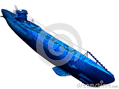 Submarine underwater 1940s (isolated) Stock Photo