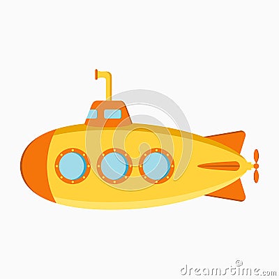 Submarine. Underwater boat with periscope. Vector. Vector Illustration