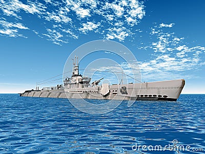 Submarine USS Trigger Cartoon Illustration