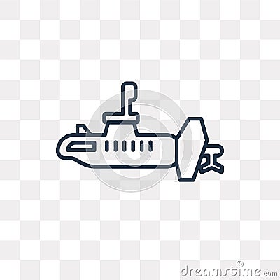 Submarine vector icon isolated on transparent background, linear Vector Illustration