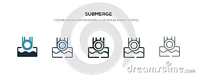 Submerge icon in different style vector illustration. two colored and black submerge vector icons designed in filled, outline, Vector Illustration