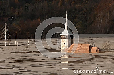 Submerged church at geamana Stock Photo