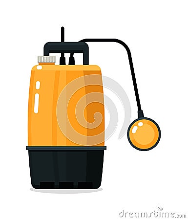 Submersible sewage sump pump equipment isolated Vector Illustration