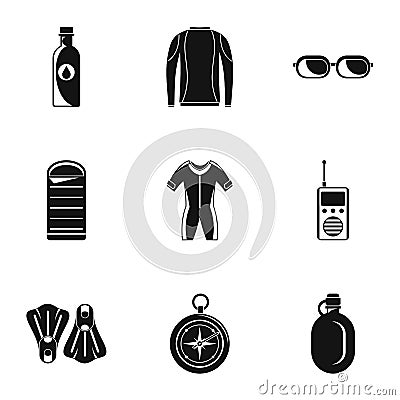 Submersion icons set, simple style Vector Illustration