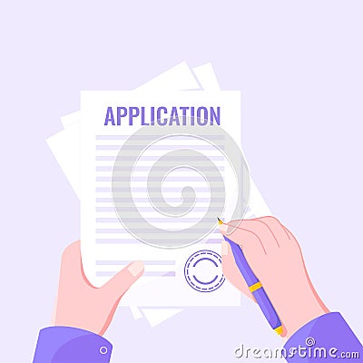 Submit application document form flat style design icon sign vector illustration. Vector Illustration