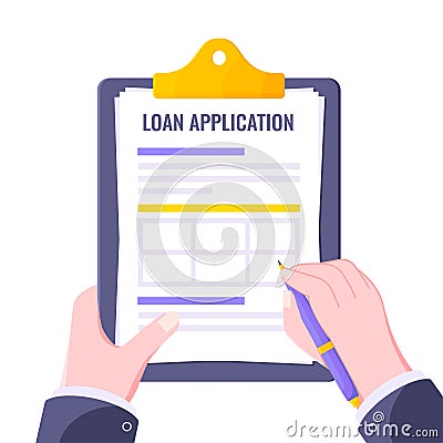 Submit loan application document form flat style design icon sign vector illustration. Vector Illustration