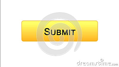 Submit web interface button orange color, electronic report, online declaration Stock Photo