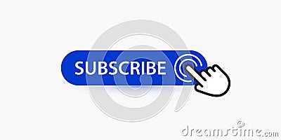 Subscribe, blue button template for potential subscribers, blue pointer and reminder for web resource, subscription Vector Illustration