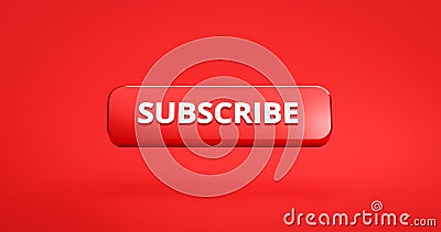Subscribe button or subscription online membership on red background with notification channel. 3D rendering Stock Photo