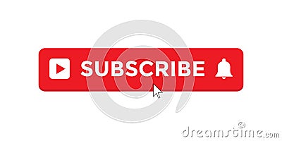 Subscribe Button Vector with Cursor Icon in Trendy Flat Style Isolated on White Background Vector Illustration