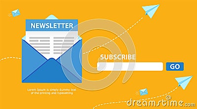 Subscribe. form for registering a mailing list on the website. Interface template signup. Vector Illustration