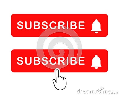 Subscribe icon shape sign set. Red button subscribe to channel, blog. Vector Illustration