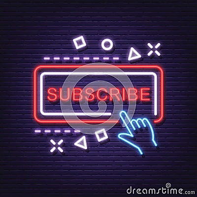 Subscribe neon signboard Stock Photo