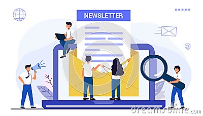 Subscribe newsletter envelope and newsletter Buttons template Vector Illustration