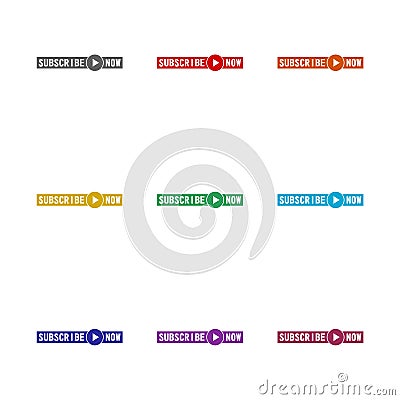SUBSCRIBE NOW icon isolated on white background. Set icons colorful Vector Illustration
