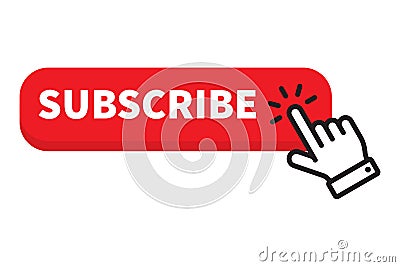 Subscribe red button click cursor or pointer Vector Illustration