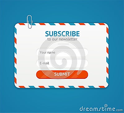 Subscribe to Newsletter Form. Vector Vector Illustration