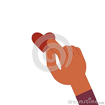 The subscriber puts a heart on the post. Like. The hand puts a heart to the author. Vector fully editable flat isolated Vector Illustration