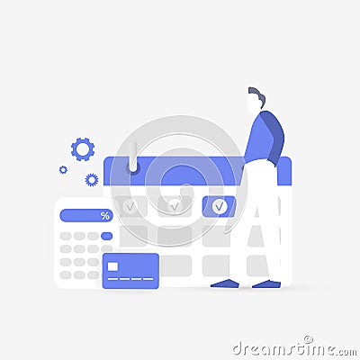 Subscription monthly automatic payment concept illustration. Calendar icon with a recurring monthly payment date Vector Illustration