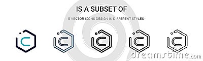 Is a subset of symbol icon in filled, thin line, outline and stroke style. Vector illustration of two colored and black is a Vector Illustration