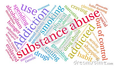 Substance Abuse Word Cloud Vector Illustration