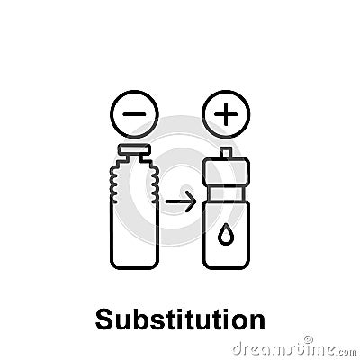 Substitution, plastic icon. Element of pollution problems icon. Thin line icon for website design and development, app development Stock Photo