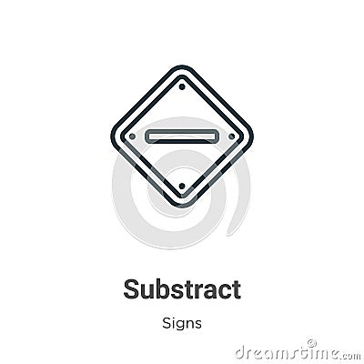 Substract outline vector icon. Thin line black substract icon, flat vector simple element illustration from editable signs concept Vector Illustration
