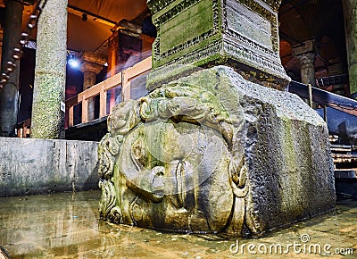 Subterranean Basilica Cistern. Istanbul, Turkey. Stock Photo