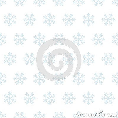 Subtle blue snowflakes on white seamless pattern, vector Vector Illustration