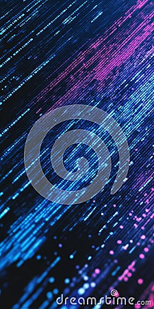 Subtle Grid of Binary Numbers Arranged in Diagonal Patterns with Vibrant Digital Colors Stock Photo