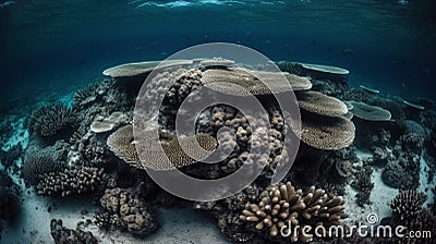 Subtle organic formations on a coral reef. AI generated Cartoon Illustration