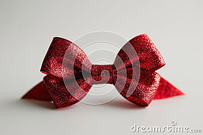 A Subtle Yet Striking Image A Vibrant Red Bow Against A Clean White Background Stock Photo