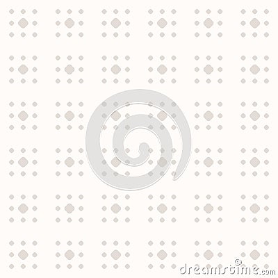 Subtle minimal vector polka dot seamless pattern in beige and white colors Vector Illustration