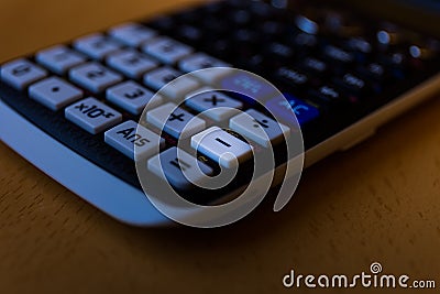 Subtract key from the keyboard of a scientific calculator Stock Photo