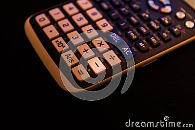 Subtract key from the keyboard of a scientific calculator Stock Photo