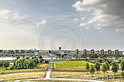 Suburb and city skyline Stock Photo