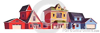 Suburb houses, residential cottages, real estate Vector Illustration