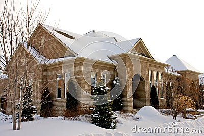 Suburban bungalow in winter Stock Photo