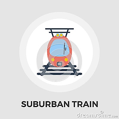 Suburban electric train flat icon Vector Illustration