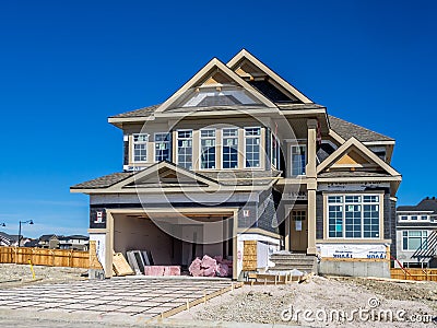 Suburban estate home under construction Editorial Stock Photo