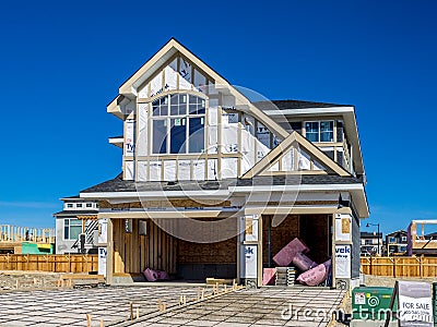 Suburban estate home under construction Editorial Stock Photo