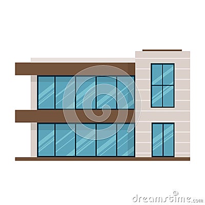 Modern two-storey mansion in expensive style, country house for rest. Vector Illustration
