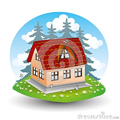 Suburban house. Vector Illustration