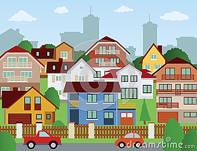 Suburban houses Vector Illustration