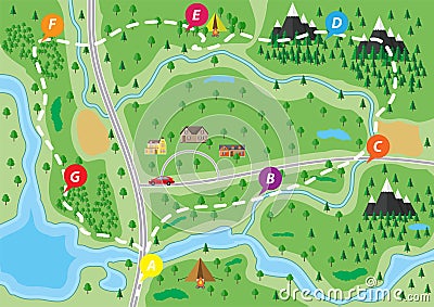 Suburban nature map Vector Illustration