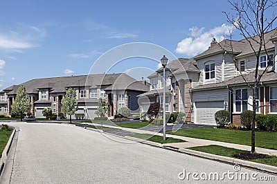 Suburban neighborhood townhouse complex Stock Photo